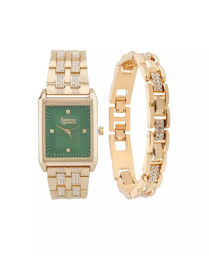 American Exchange Men's Crystal Bracelet Watch 33mm Gift Set
