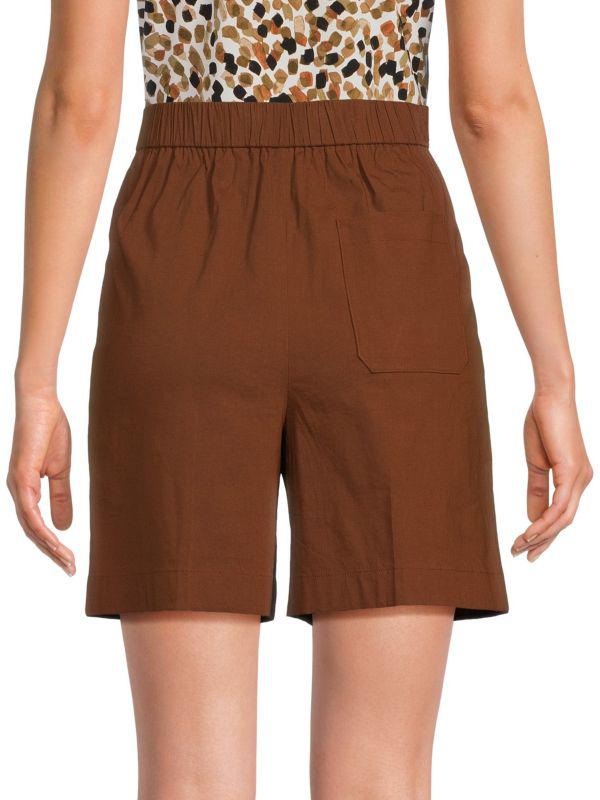 Theory Pleated Front Linen Blend Shorts