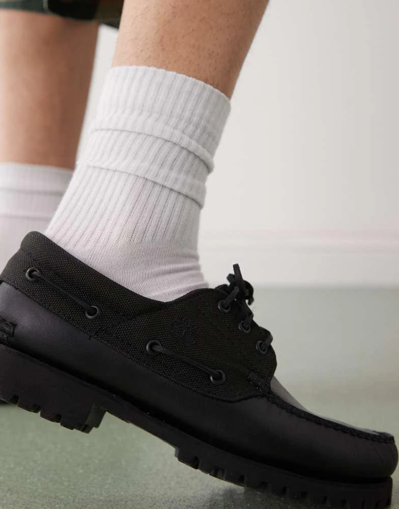 Timberland Timberland Authentic 3 eye boat shoe in black leather 3