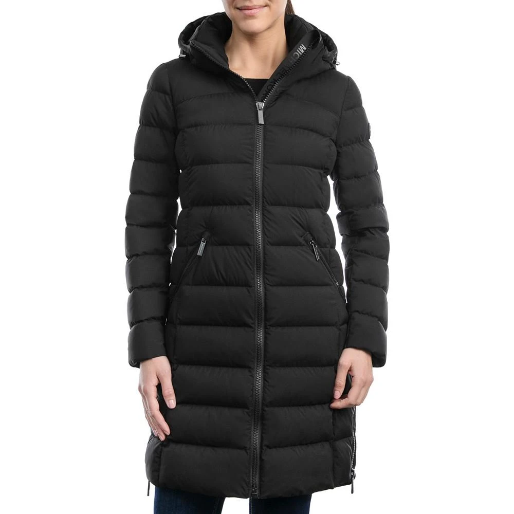 Michael Kors Women's Hooded Faux-Leather-Trim Puffer Coat, Created for Macy's 1