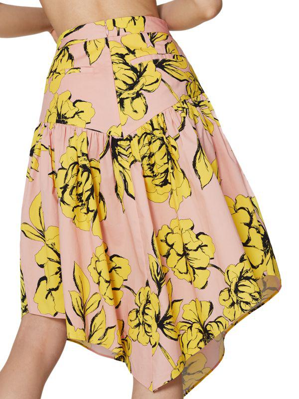 MARISSA WEBB Peony Floral Asymmetric Midi Skirt