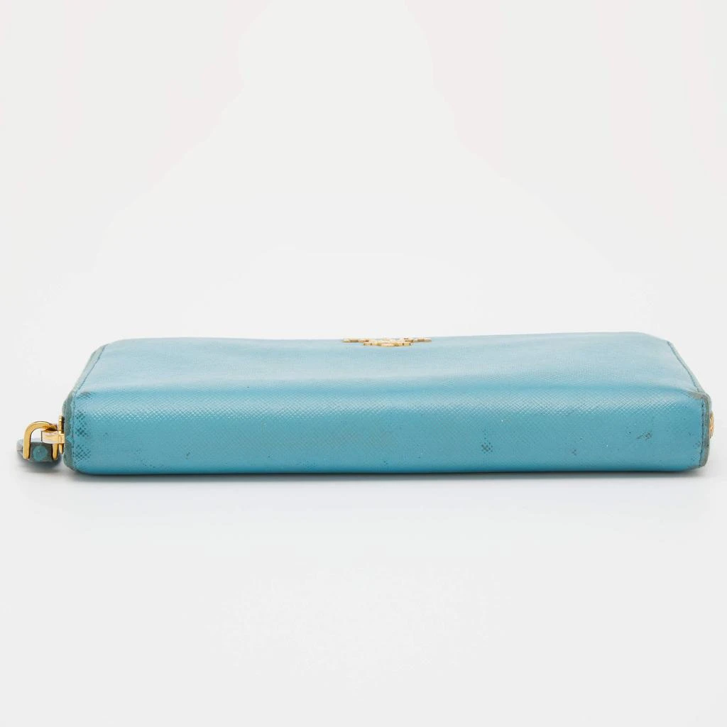 Prada Prada Blue Saffiano Lux Leather Zip Around Wallet 6