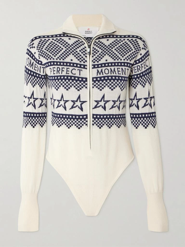 PERFECT MOMENT Holiday Intarsia Merino Wool Bodysuit