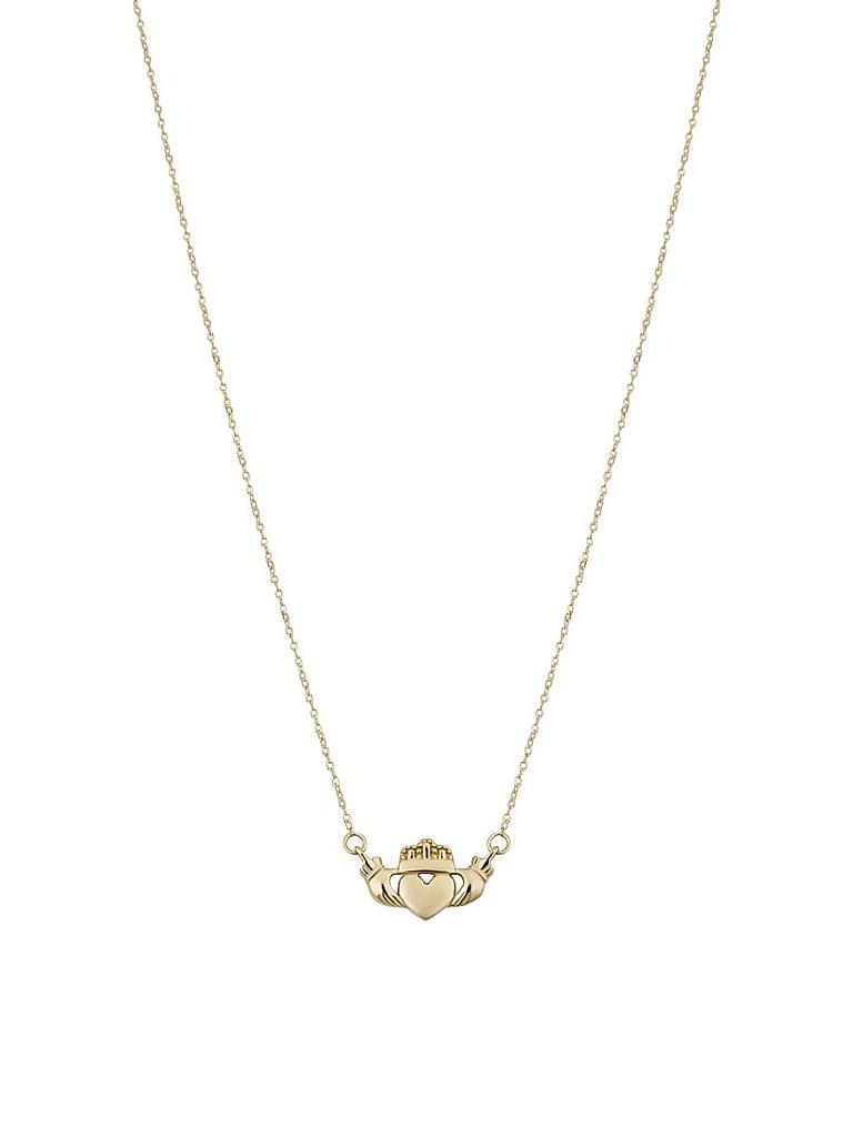 Oradina 14K Yellow Gold Claddagh Pendant Necklace