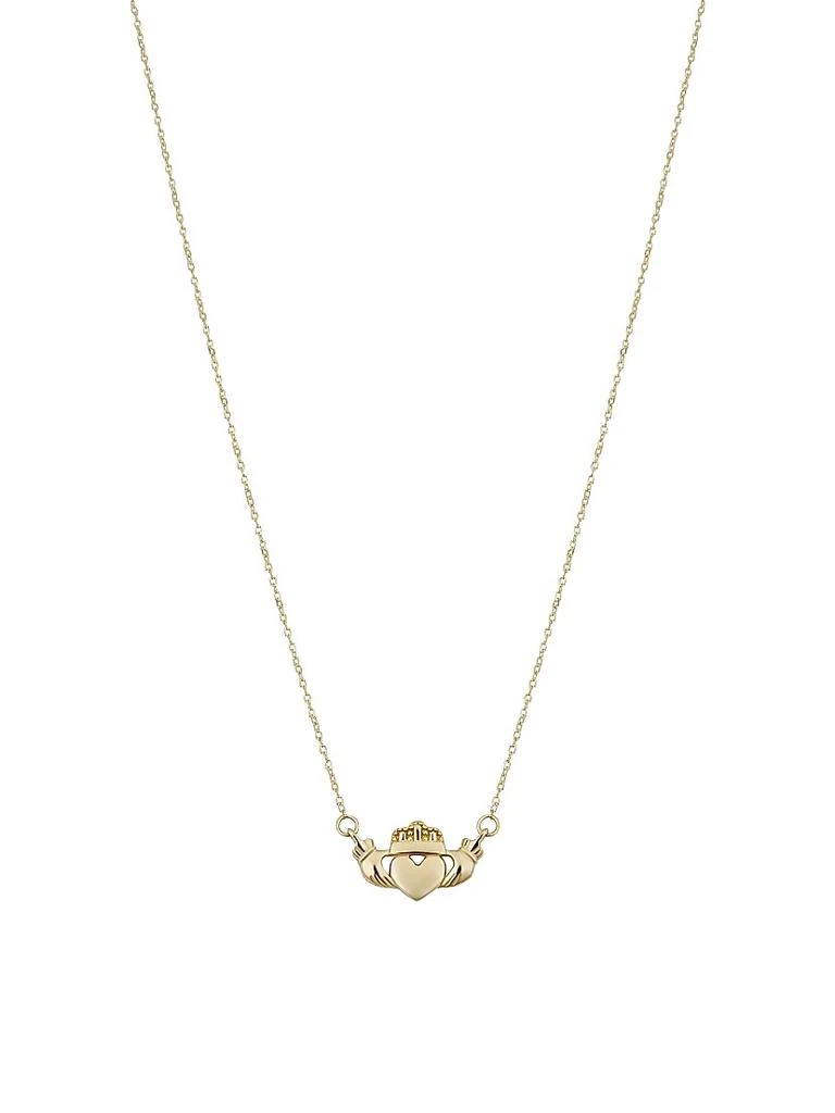 Oradina 14K Yellow Gold Claddagh Pendant Necklace 1