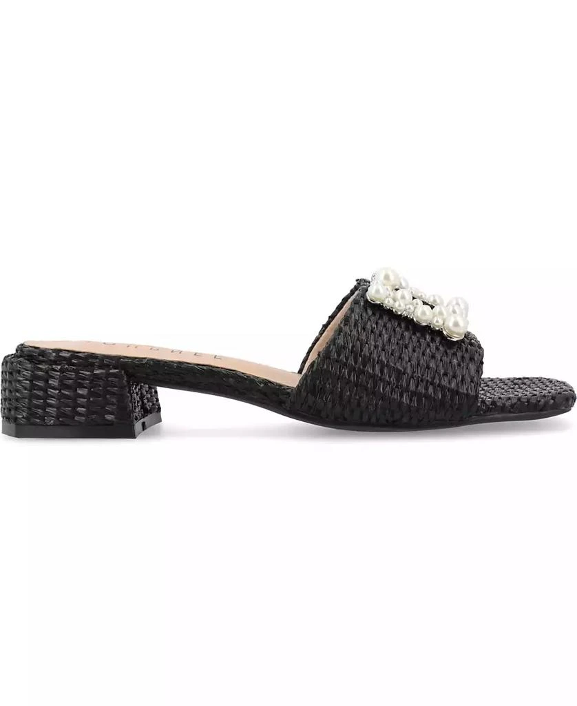 Journee Collection Women's Justina Ornamented Raffia Slide Sandals 2
