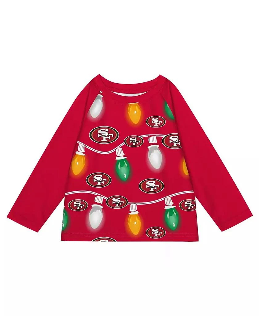 Outerstuff Toddler San Francisco 49ers Two-Piece Garland Holiday Long Sleeve Pajama Set 2