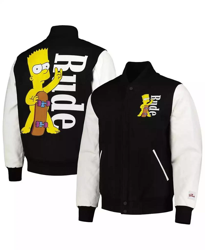 Freeze Max Men's Black The Simpsons Rude Full-Zip Varsity Jacket 1