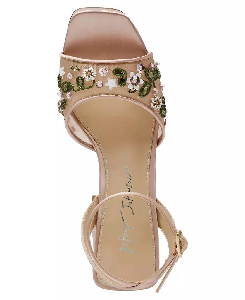 Betsey Johnson Women's Kirra Floral Beaded Platform Dress Sandals 4