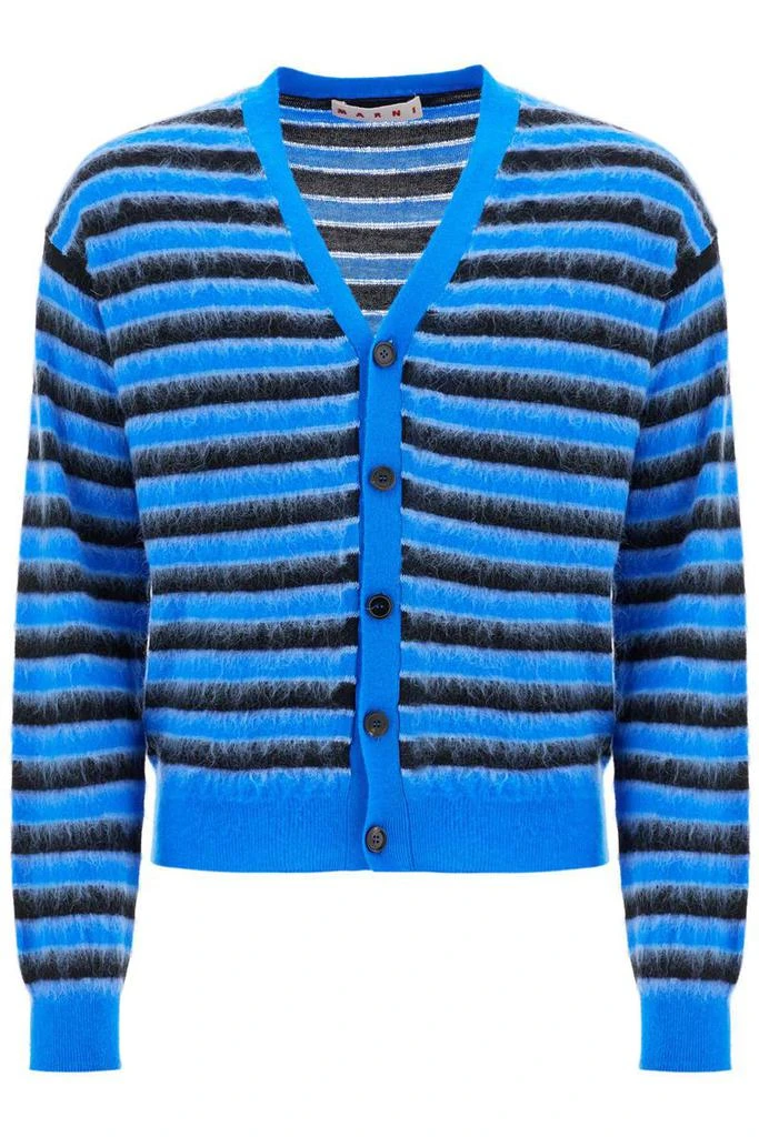 Marni striped wool and mohair cardigan 1