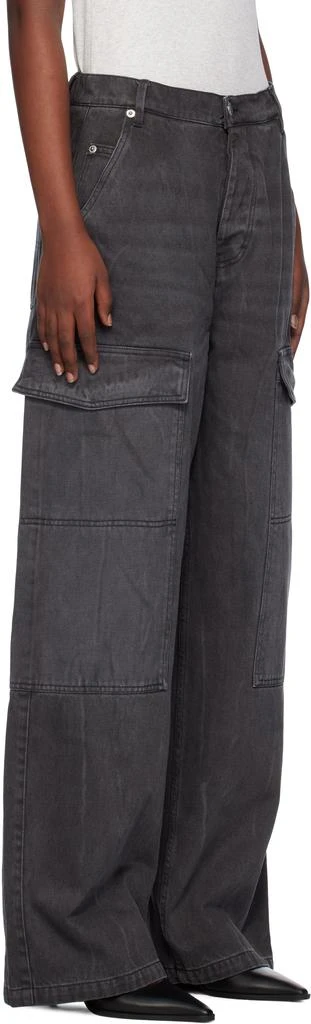 AMI Black Worker Baggy Denim Cargo Pants 2