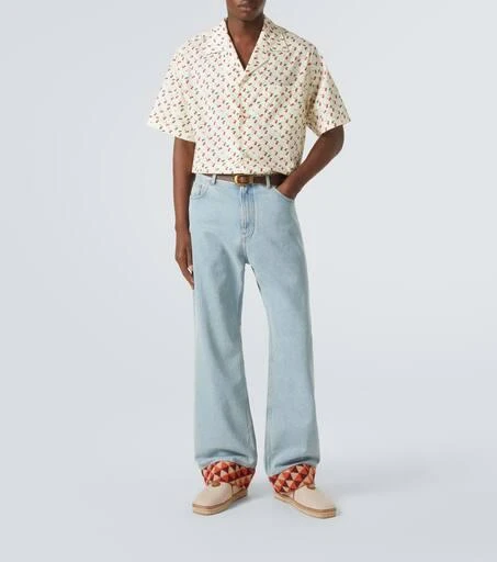 Valentino VLogo leather-trimmed canvas espadrilles 2