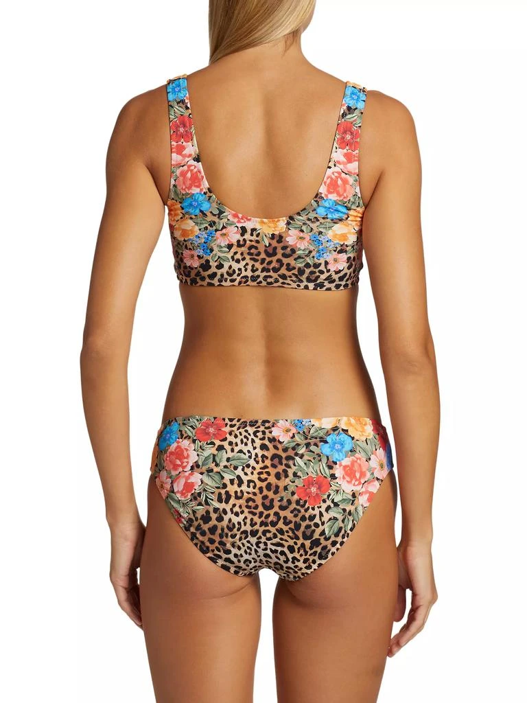 Johnny Was Ruched Cheetah &amp; Floral-Print Bikini Top 4