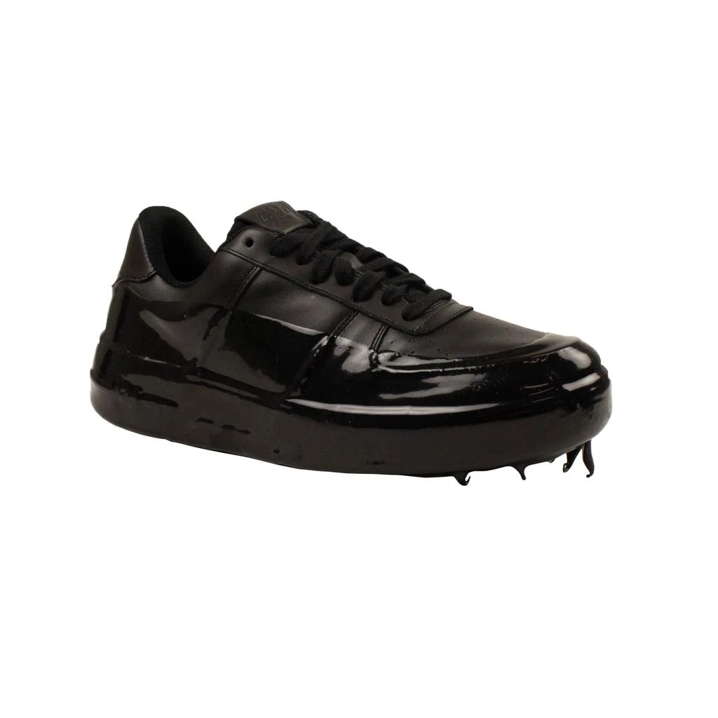 424 ON FAIRFAX 424 On Fairfax Wax Dipped Low Top Sneakers - Black 1
