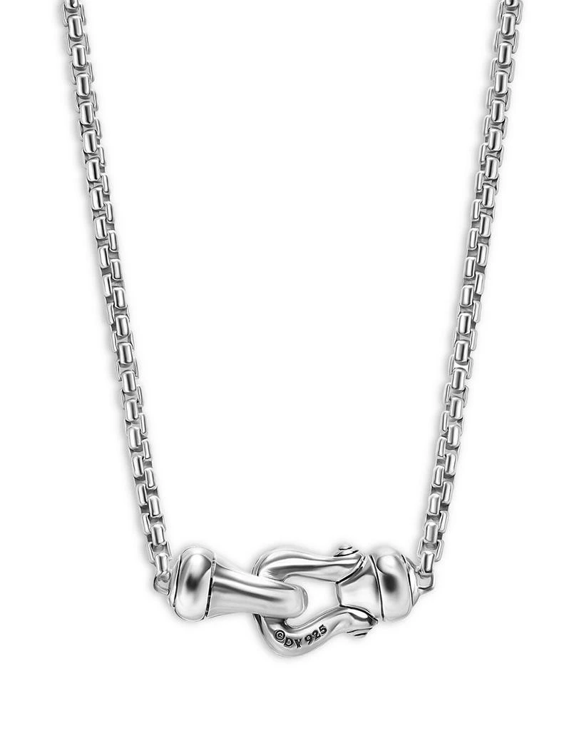 David Yurman Petite Buckle Necklace in Sterling Silver with Diamonds, 16.2mm 4