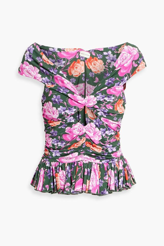 Magda Butrym Off-the-shoulder ruched floral-print jersey top