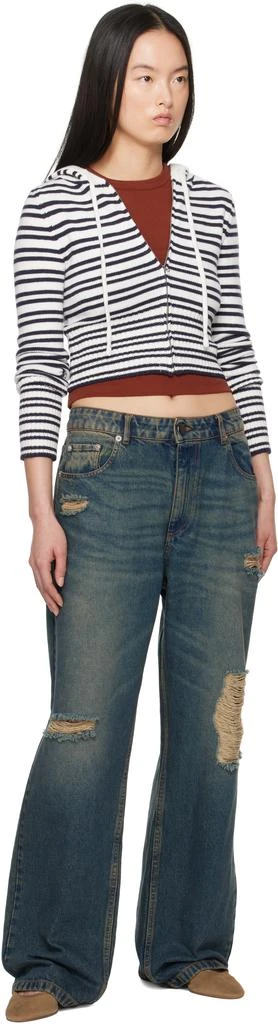 Frankies Bikinis Navy & White Aimee Knit Zip Up Hoodie 4
