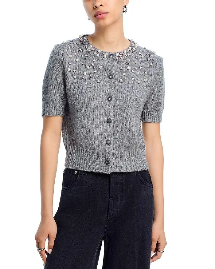 AQUA Embellished Cardigan Sweater - Exclusive