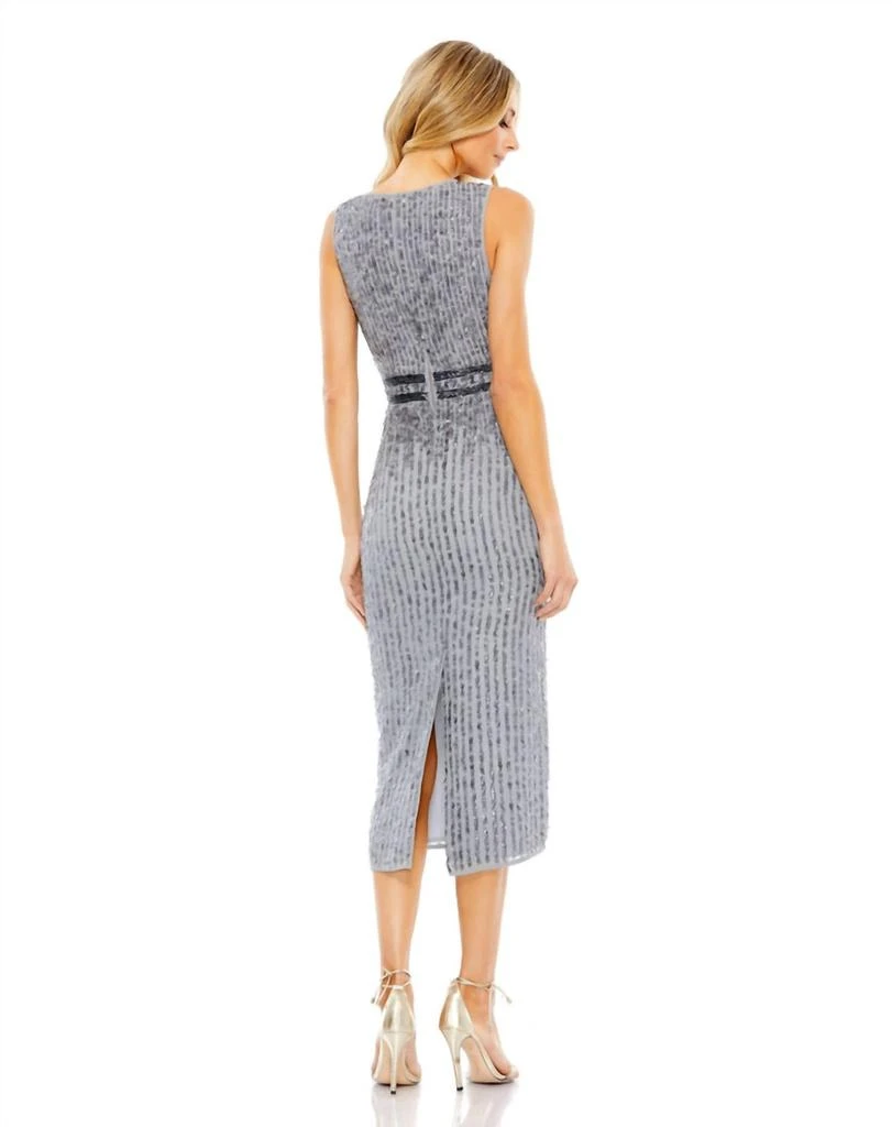 Mac Duggal Mac Duggal - Sleeveless High Neck Beaded Midi Sheath Dress 3