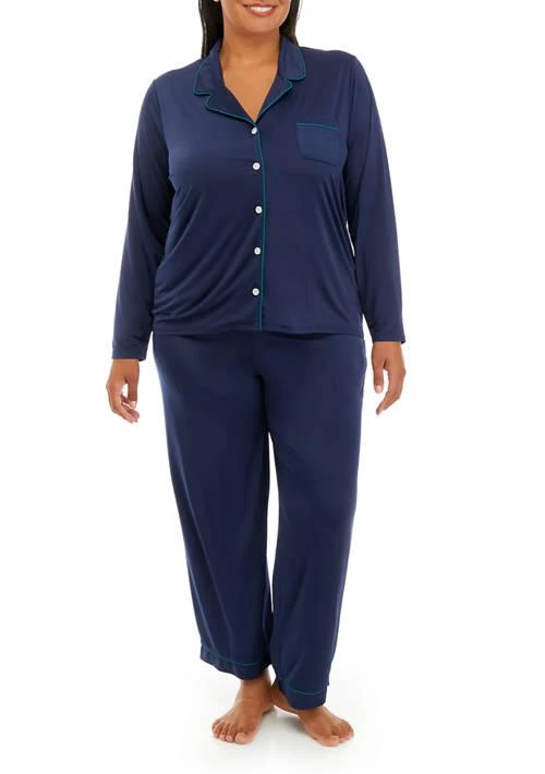 Crown & Ivy™ Ivy Plus Size Knit Satin Pajama Set 1
