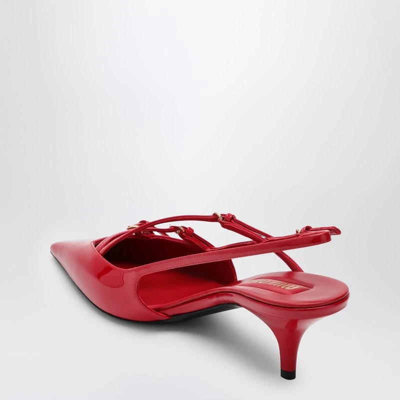 Miu Miu Red patent leather slingback décolleté with buckles 4