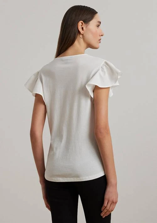 Ralph Lauren Ralph Lauren Lace Trim Jersey Flutter Sleeve T Shirt 2