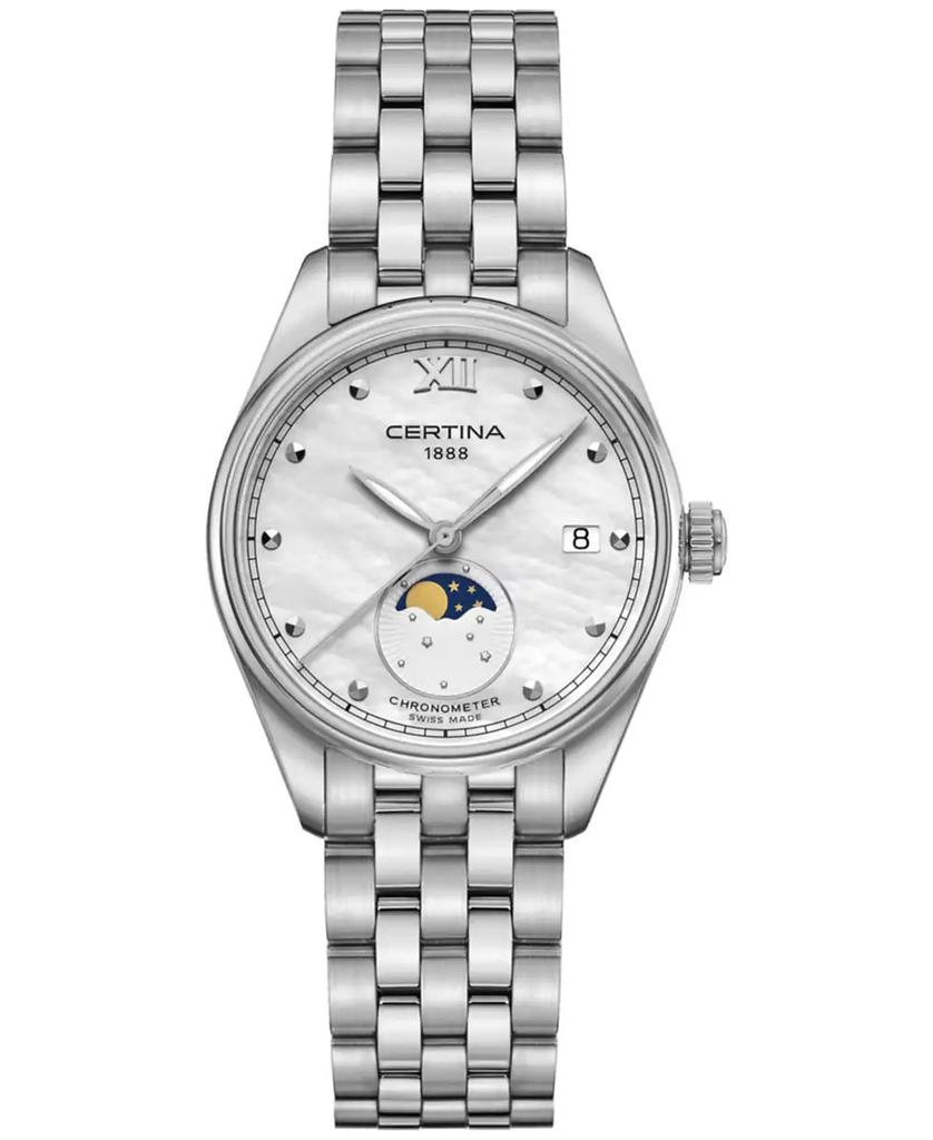Certina Women's Swiss DS-8 Moon Phase Stainless Steel Bracelet Watch 33mm