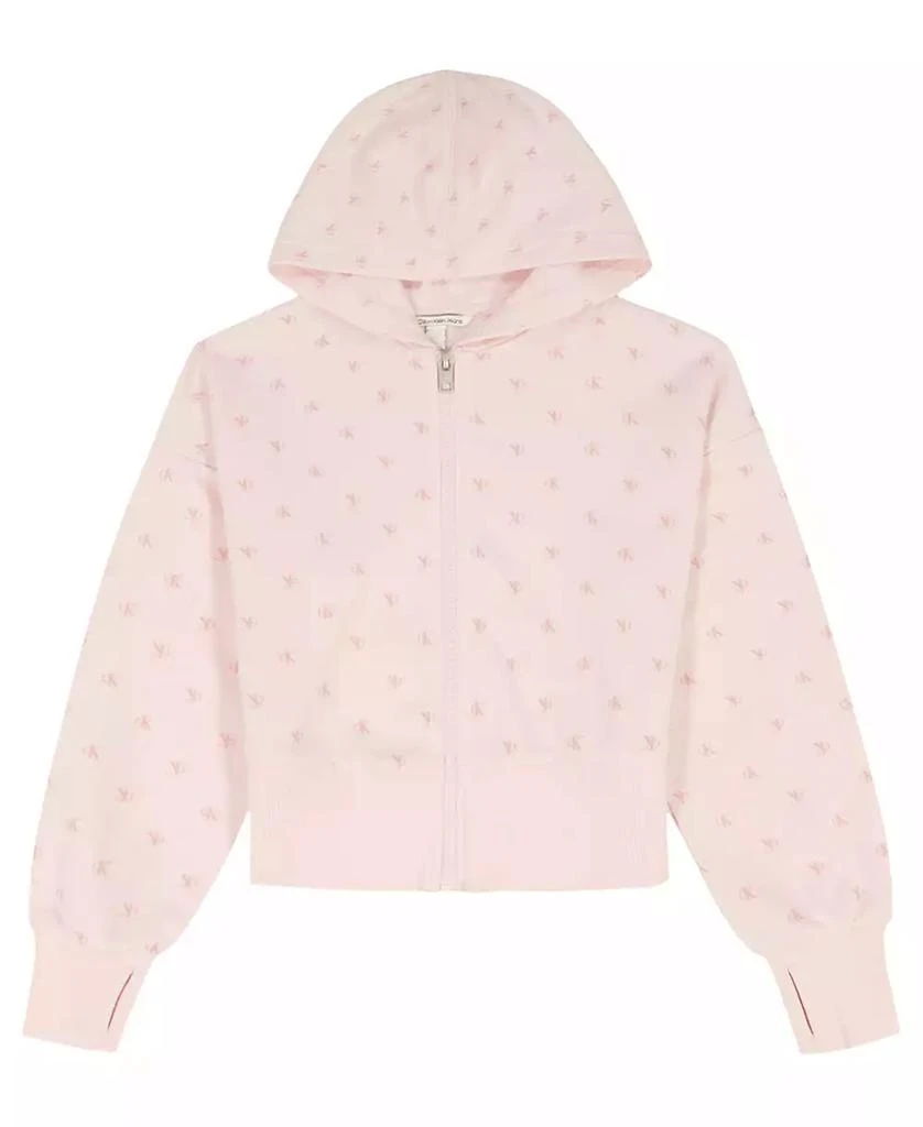 Calvin Klein Girls
 7-16 Flocked Zip-Front Hoodie