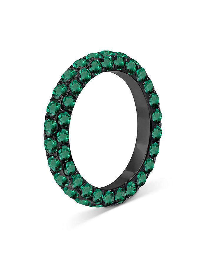 Graziela Gems Gems 18K White Gold & Dark Rhodium Emerald Three Sided Band