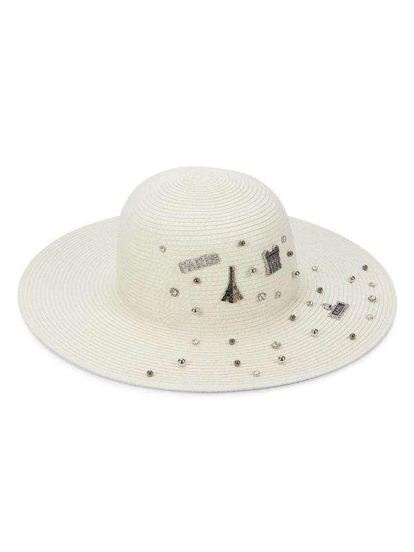 Karl Lagerfeld Paris Textured Embellished Sun Hat