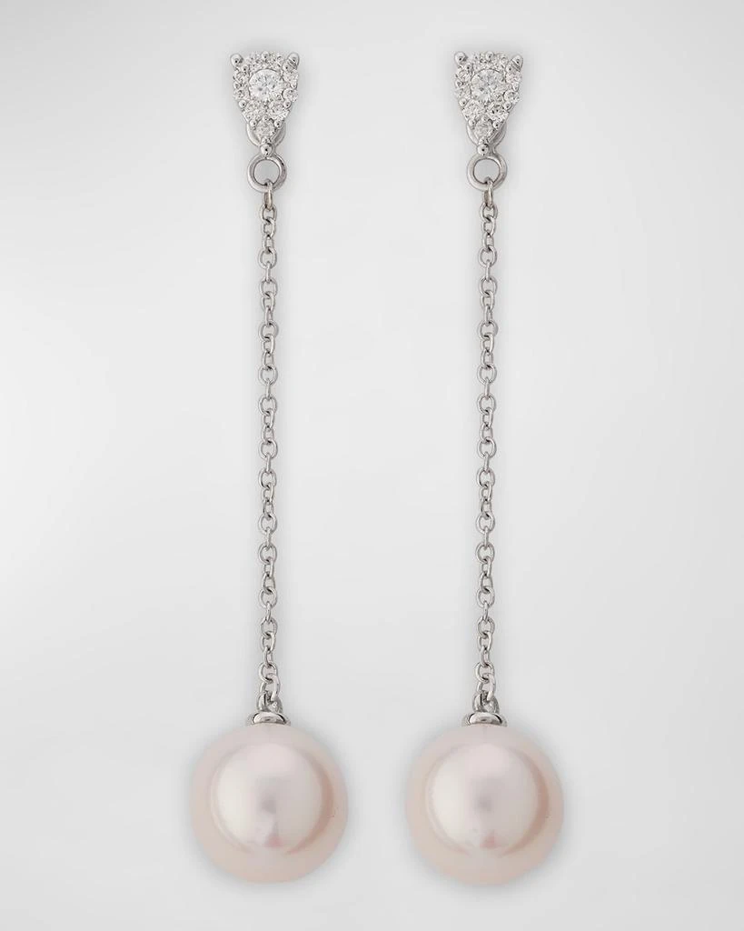 Utopia 18K White Gold Diamond Pendant Earrings with Freshwater Pearls