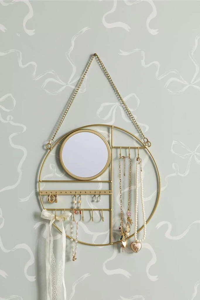 Urban Outfitters Round Mirror Hanging Jewelry Organizer 1