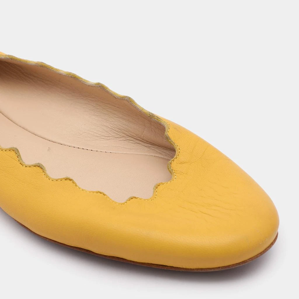 Chloé Chloe Yellow Leather Scalloped Ballet Flats Size 35 8