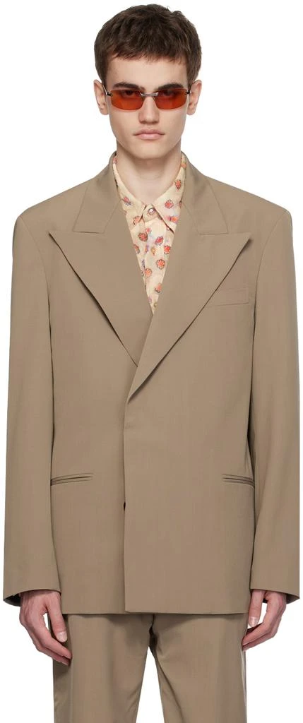 Acne Studios Taupe Double-Breasted Blazer 1