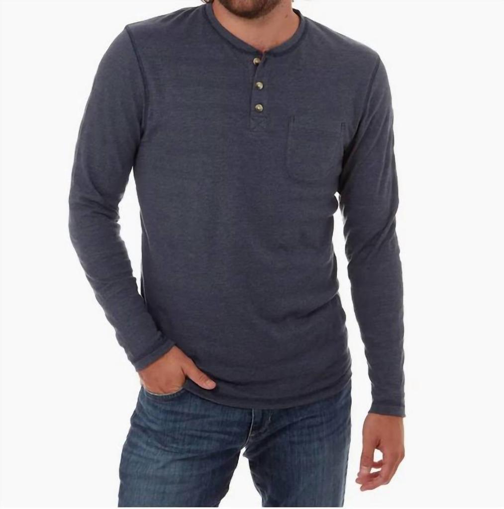 PX Harper Long Sleeve Henley In Navy