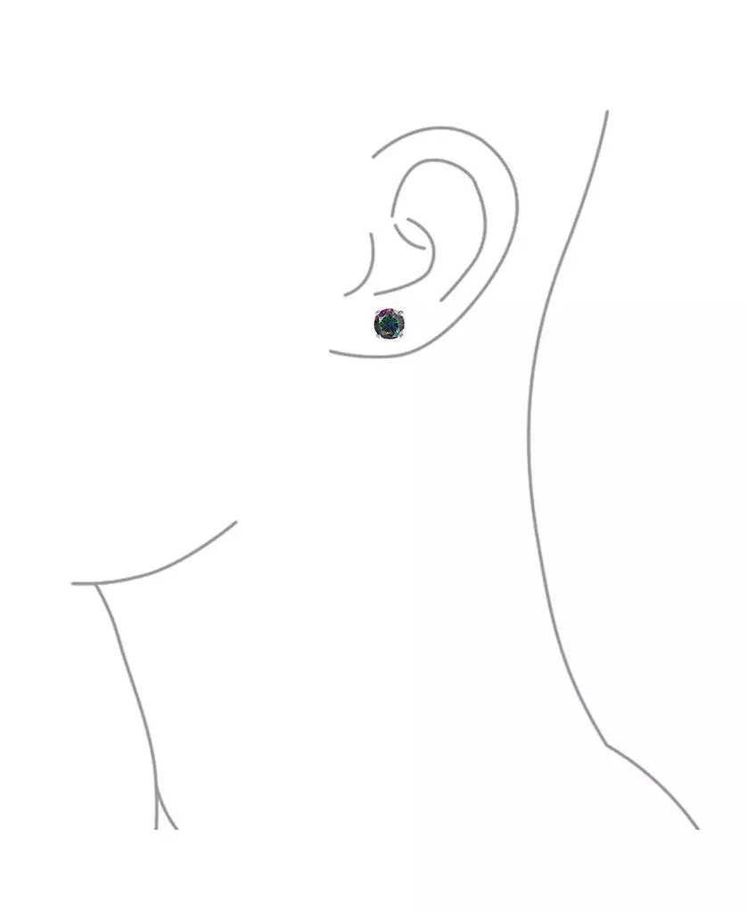 Bling Jewelry Set of 2 Round 
Square Mystic Rainbow CZ Stud Earrings Sterling Silver 5-10MM 3