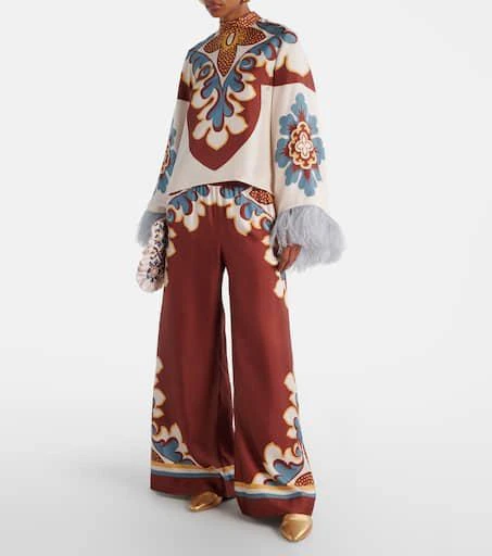 LA DOUBLE J Printed high-rise silk twill palazzo pants 2