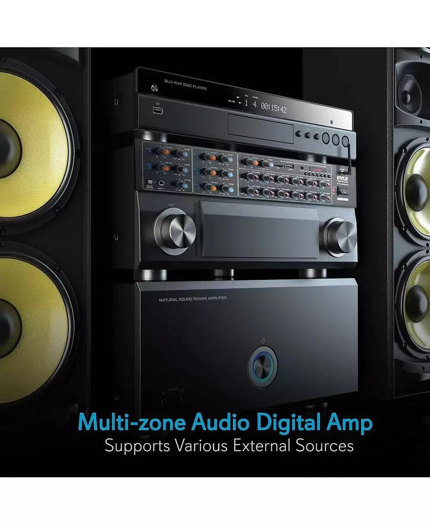 Pyle 12-Channel Audio Karaoke Bluetooth Amplifier - Stage
Studio Sound Mixer Receiver System with Microphone Talk-Over, MP3/USB/SD/AUX, Rack Mount (6000W MAX) 5