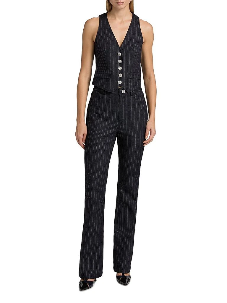 Cinq à Sept Anderson Crystal-Button Metallic Pinstripe Vest 2