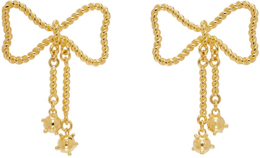 Chopova Lowena Gold Mace Bow Earrings