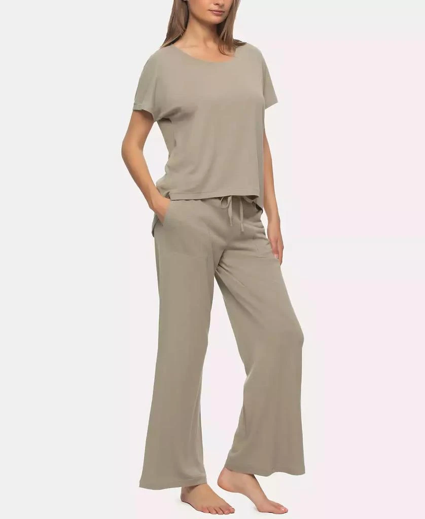 Felina Women's Lauren Linen Jersey Pullover and Lounge Pant Set 2