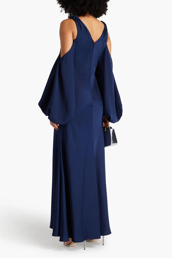 HALSTON Binnie cold-shoulder ruched satin gown 3