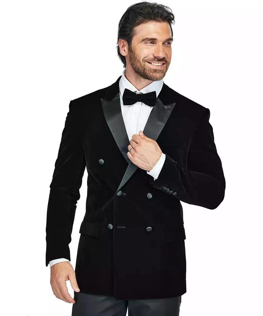 Gino Vitale Men's 2 Piece Double Breasted Velvet Birdseye Lapel Slim Fit Tuxedo 2