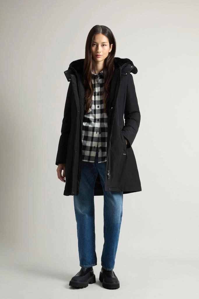 WOOLRICH Bow Bridge Parka in Ramar Cloth with Faux Fur - Women - Black 2