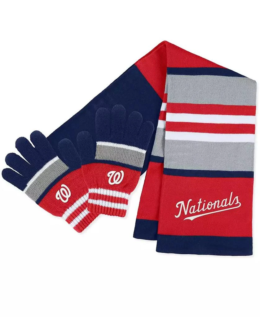 WEAR by Erin Andrews Women's Washington Nationals Stripe Glove and Scarf Set 1