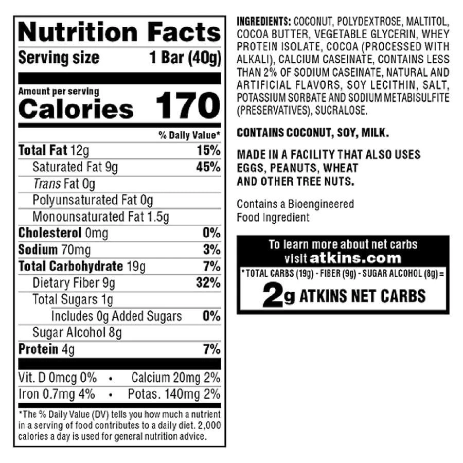 Atkins Nutrition Bars Chocolate Coconut 4