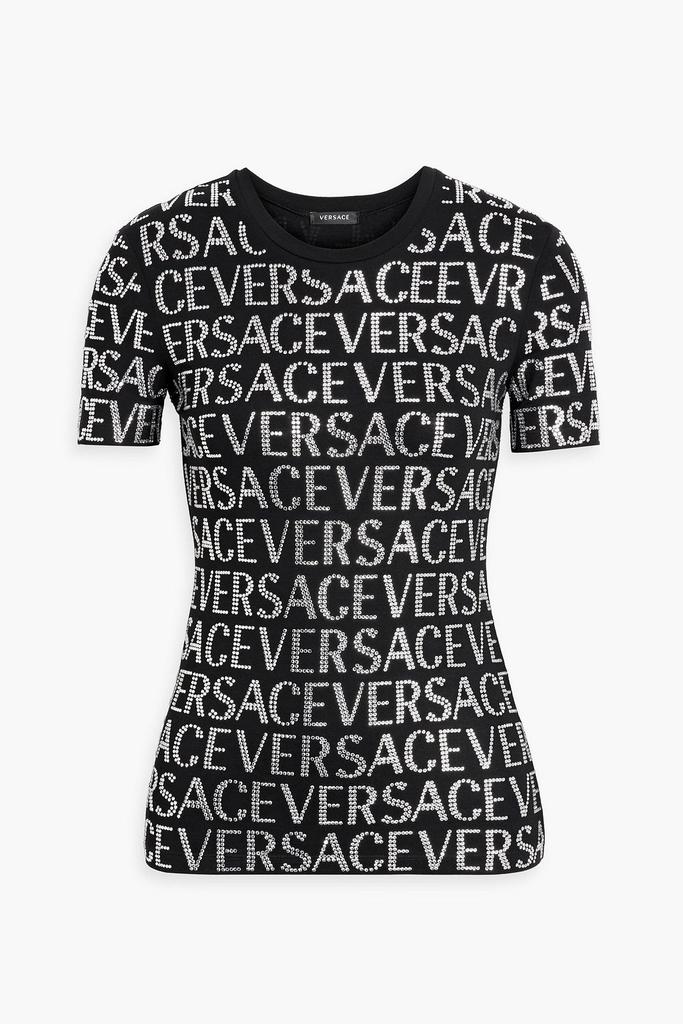 コットンジャージー★装飾★Tシャツ★ VERSACE クリスタル '90s ヴィンテージ ロゴ キッズ Tシャツ ブラック