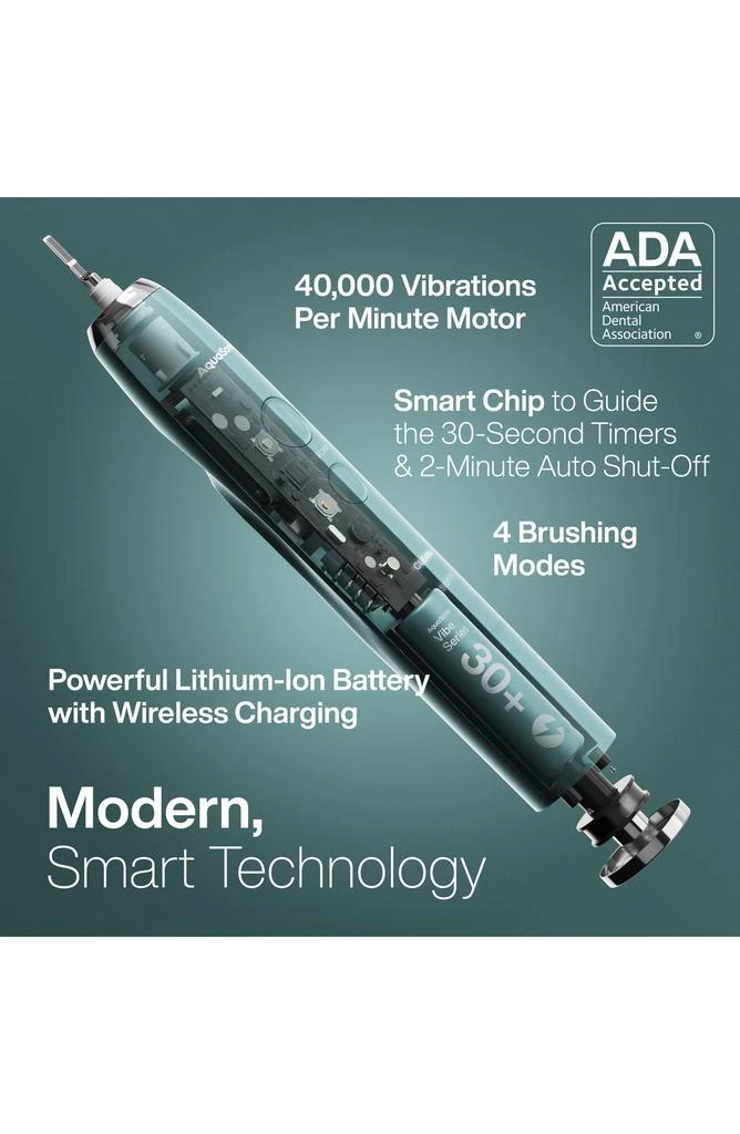 AquaSonic VIBE SERIES Mint Green UltraSonic Whitening Toothbrush with 8 DuPont Brush Heads & Travel Case 4