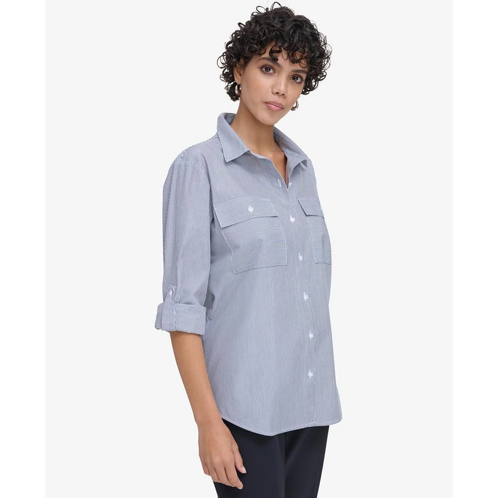 Calvin Klein Women's Striped Cotton Button-Front Shirt 3