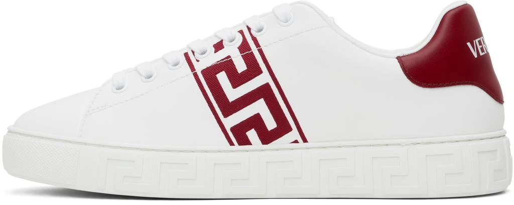 Versace White & Red Embroidered Greca Sneakers 3